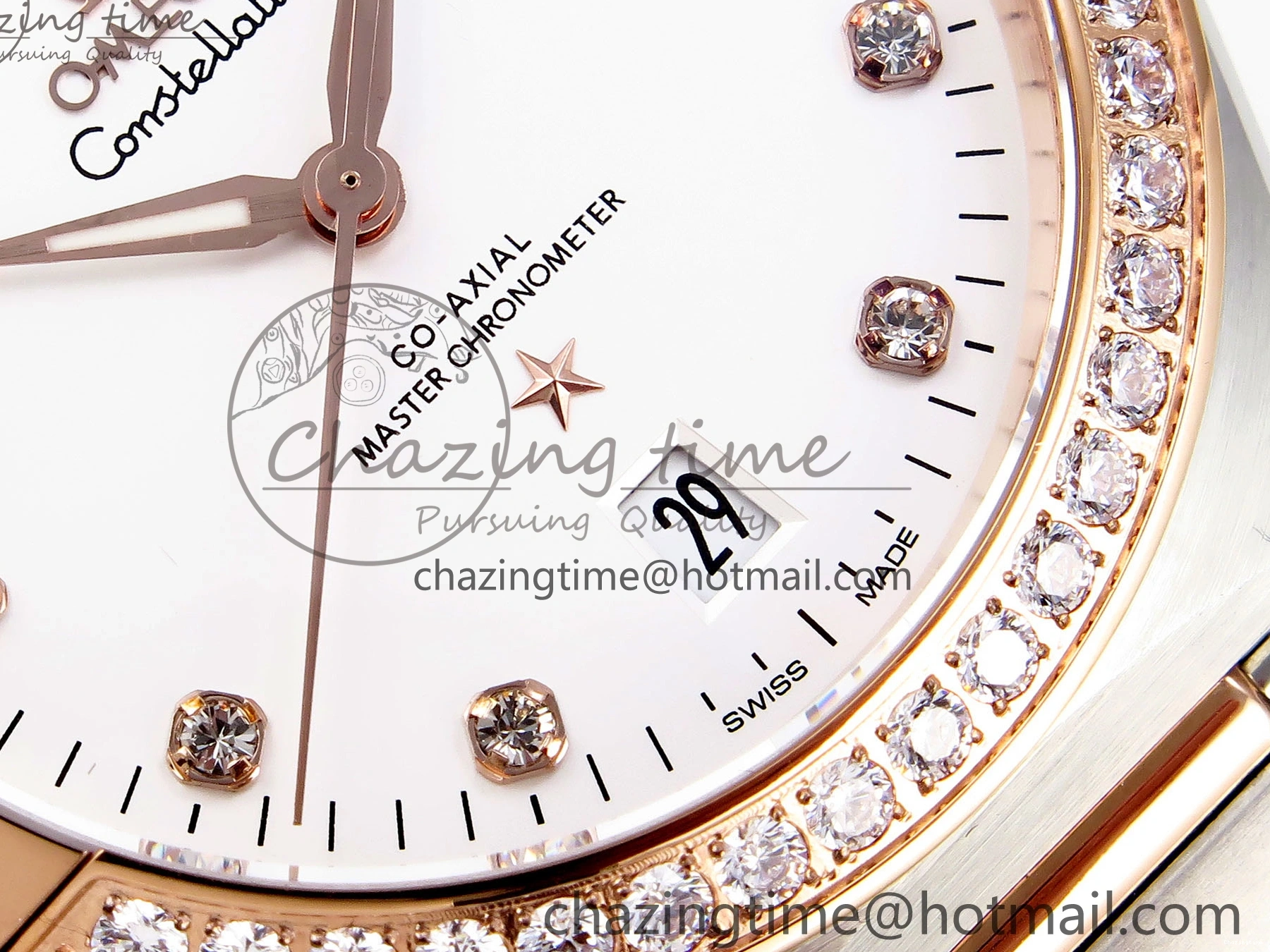 1231 Lightweight Constellation 39mm SS RG Diamonds Bezel ASWF 1:1 Best Edition White Diamonds Dial on SS RG Bracelet A 7774